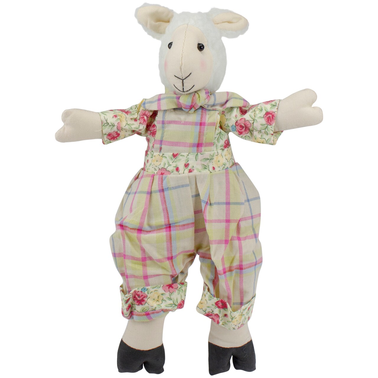 Gallerie II 11" Cream, Pink and Green "Liam" the Lamb Boy Sitting Spring Figure